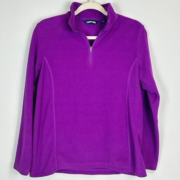 Lands’ End Lightweight Fleece Quarter Zip Pullover Purple S - Picture 1 of 8